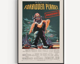 Classic ROBOT MOVIE POSTER, Outer Space B-Movie Poster, Retro Cult Movie Poster Classic Movie Poster Art Atomic Age Film Poster Robot Art