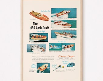 RETRO BOAT AD, Vintage Boating Poster, Motor Boat Ad, Retro Wall Art, Classic Boat Poster, Vintage Advertising, Ribba