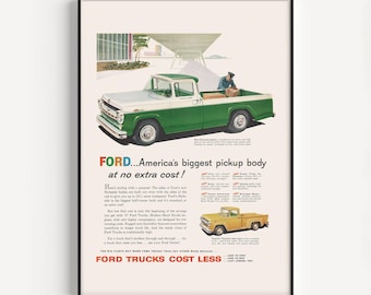 Anuncio de camioneta americana, póster vintage de camioneta de 1957, anuncio de automóvil ecológico, reproducción de alta calidad, póster vintage, arte retro para bar.