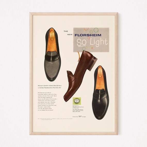 VINTAGE MEN'S SHOES Ad Retro Leather Shoes Ad Gentleman 