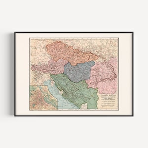 ANCIENNE CARTE DE L'EUROPE, Autriche, Hongrie, Roumanie, République tchèque, ex-Yougoslavie, art mural carte vintage, affiche de classe, impression de voyage, 1921