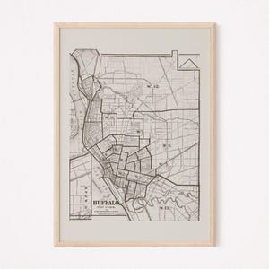 VINTAGE BUFFALO MAP, Map of Buffalo, N.Y., Professional Reproduction, Minimalist Map