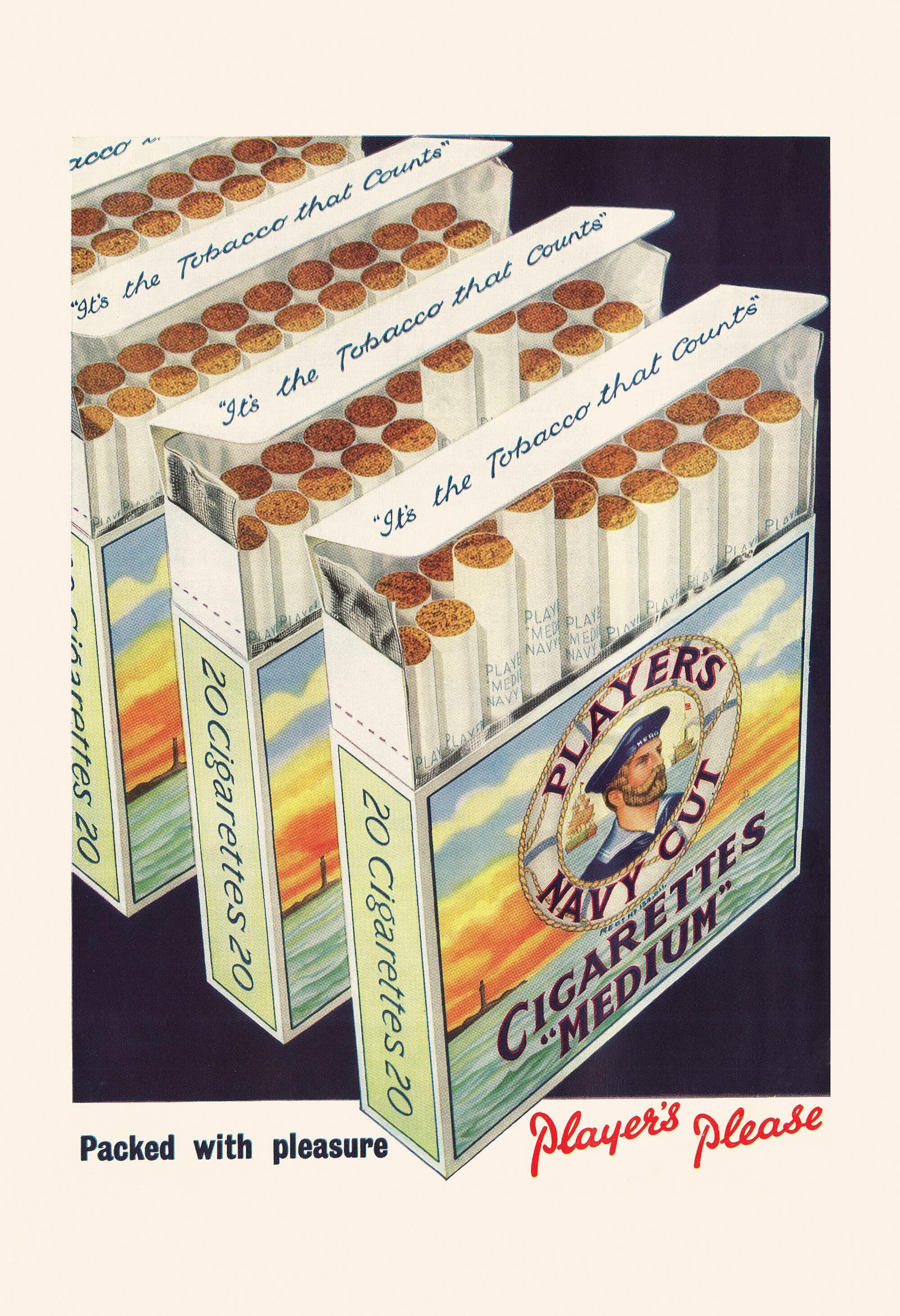 it's the tobacco that counts Vintage Players Navy Cut Ad Metal Sign, Kitchen Sign, Vintage Sign. Retro Wall Sign, Cigarette Sign Player's Please It's The Tobacco