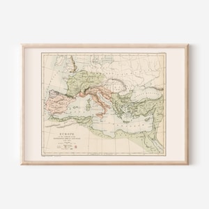 CARTE VINTAGE de l'EUROPE, carte historique, oeuvre d'art murale de bureau, reproduction professionnelle, carte de l'Europe