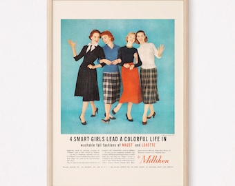 VINTAGE FASHION AD, Retro Mid-Century Ad, Vintage Washable Fashion Ad Poster 1950s Retro Ad Fashion Poster Retro Home Decor