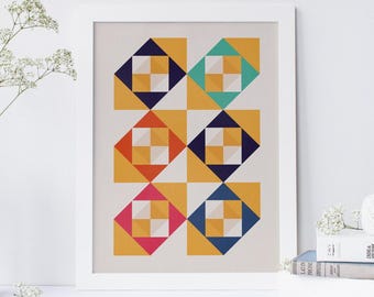 Lámina de arte minimalista, arte geométrico simple, póster de mediados de siglo, arte mural moderno, marco Ribba de Ikea, estilo nórdico, póster abstracto, arte retro.