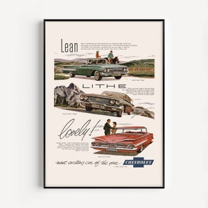 NOSTALGIC CAR POSTER, 1950s Automobile Print, Retro Mid-Century Advertisement, Garage Decor, Vintage Car Print image 1