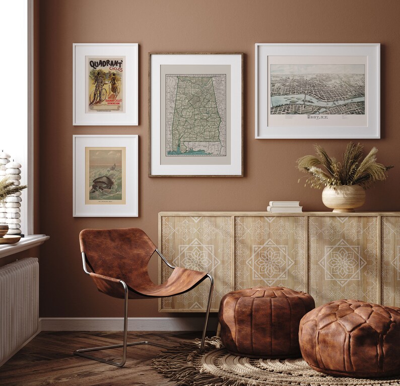 VINTAGE ALABAMA MAP Vintage Map of Alabama Wall Art Etsy