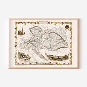 VINTAGE AUSTRIA KARTE, Historische Karte von Österreich, Antike Karte, Professionelle Reproduktion