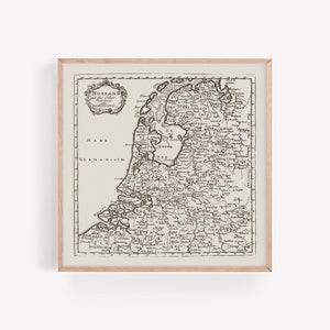 ANTIQUE HOLLAND MAP, Historical Map of Holland, Square Map Art, Dutch Interior Decor, Netherlands Map, Professional Reproduction