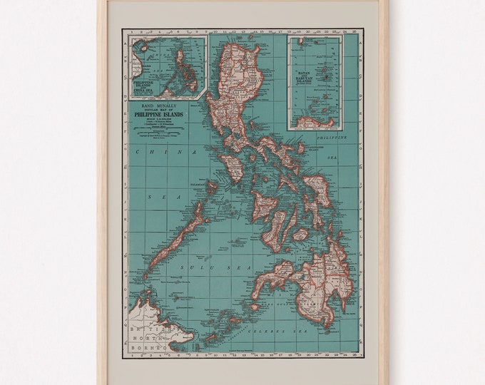 1930's PHILIPPINES Picture Map Wall Art Decor Print of the Philippine ...