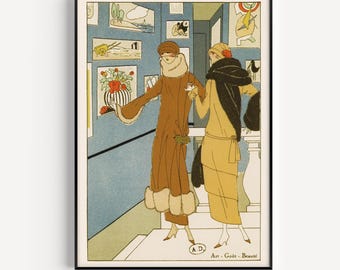 ART DECO FASHION Print, Vintage Fashion Poster, Pochoir Fashion Poster, 1920s Fashion Art, Frame-Ready, French Mode Wall Art