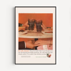 NOSTALGIC SODA POP Ad, 1950s Cola Print, Vintage Diner Decor, Romantic Poster, First Date Poster, Retro Mid-Century Advertisement