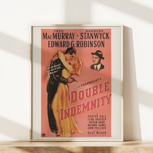 DOUBLE INDEMNITY Movie Poster, Barbara Stanwyck Movie Poster, Retro Film Noir Poster Classic Movie Poster Classic Film Noir Movie Poster image 3