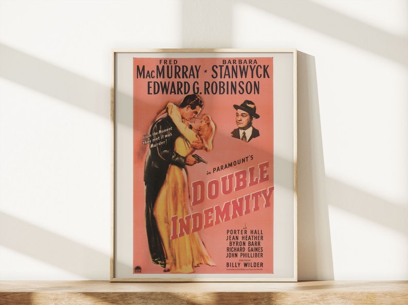 DOUBLE INDEMNITY Movie Poster, Barbara Stanwyck Movie Poster, Retro Film Noir Poster Classic Movie Poster Classic Film Noir Movie Poster image 3