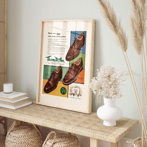 MEN'S FOOTWEAR AD, Vintage Ad Print, Leather Shoes Poster, Scotch Grain, 1950s, Classic Decor, Mid-Century Poster, Retro Shoes Poster image 2
