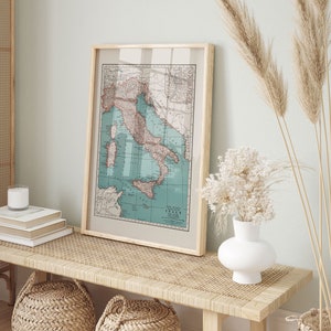 IMPRESSION DE CARTE DE L'ITALIE, carte vintage de l'Italie, impression de carte ancienne, art mural vintage, carte ancienne, art mural historique