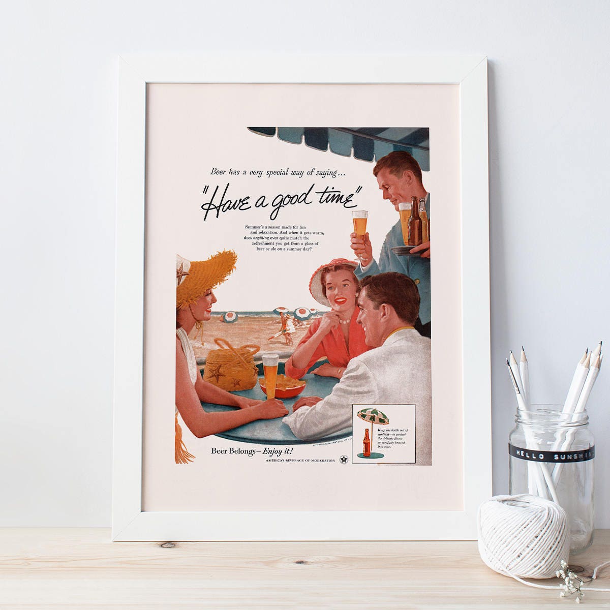 Home Décor Home & Living Wall Décor VINTAGE GIN AD 1950's Barware Decor Retro Bar Poster Punny