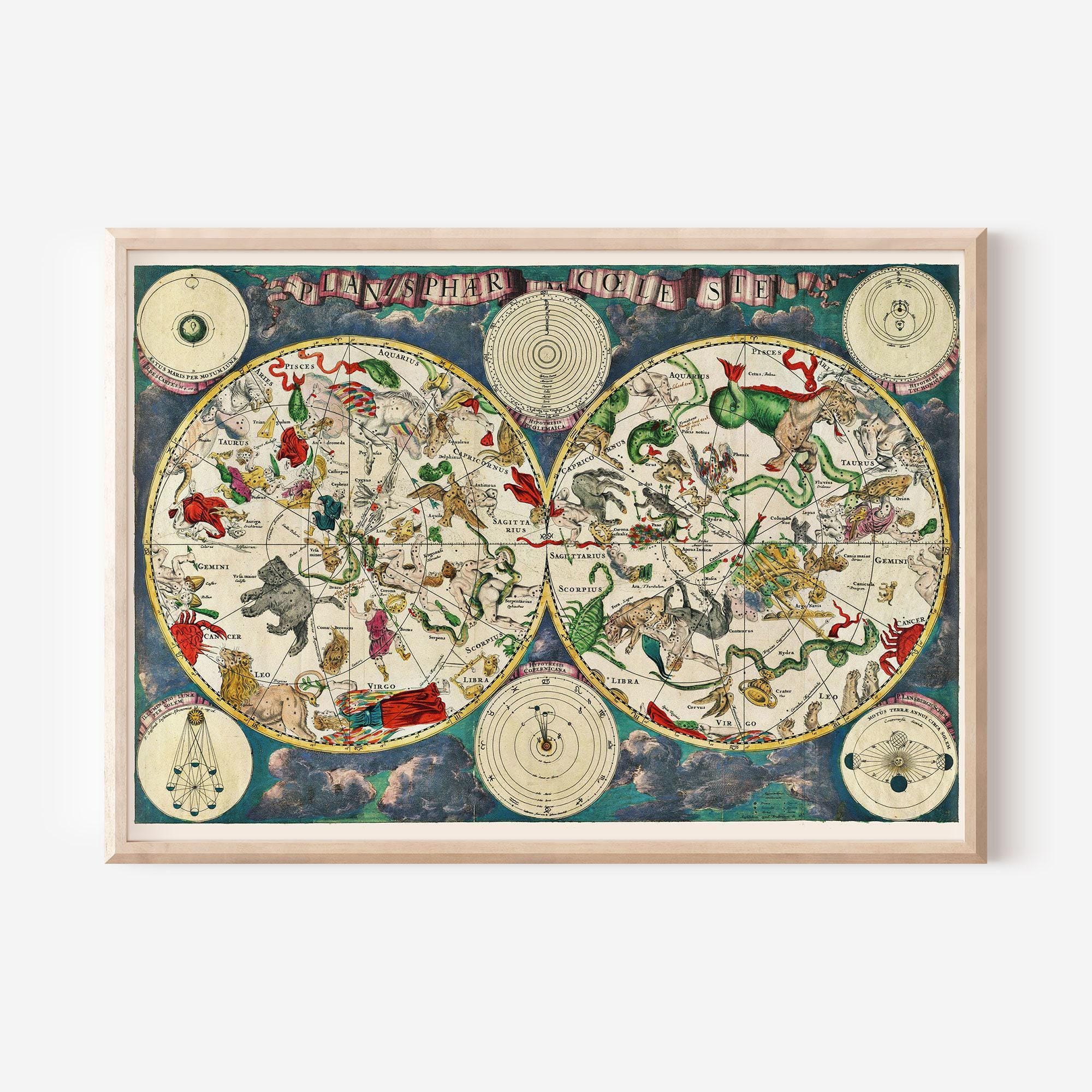 ANTIQUE ZODIAC ART Print, Vintage Astrology Print, Zodiac Sign