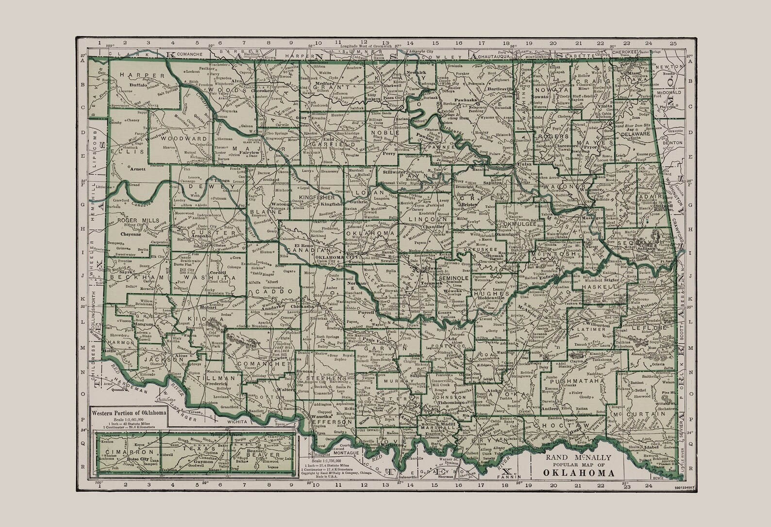 OKLAHOMA MAP PRINT Vintage Map of Oklahoma Vintage Map - Etsy