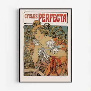 ANTIQUE BICYCLE POSTER, Perfecta Cycles Poster, Art Nouveau Poster, High Quality Giclee Print, Vintage Bicycle Poster