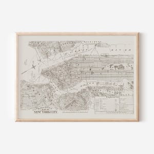 VINTAGE NYC MAP, Vintage Map of Brooklyn and Manhattan, Manhattan Map, 1900s