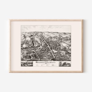 GREENFIELD KARTE DRUCKEN, Antike Greenfield Mass Karte, Antike Karte Druck, Historische Wandkunst, Wohnzimmer Dekor, Vogelschau Karte