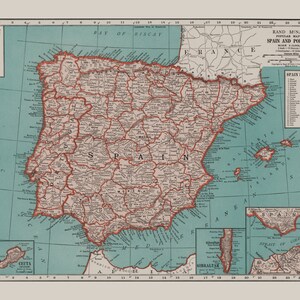 SPAIN MAP PRINT Vintage Map of Spain Antique Map Print | Etsy