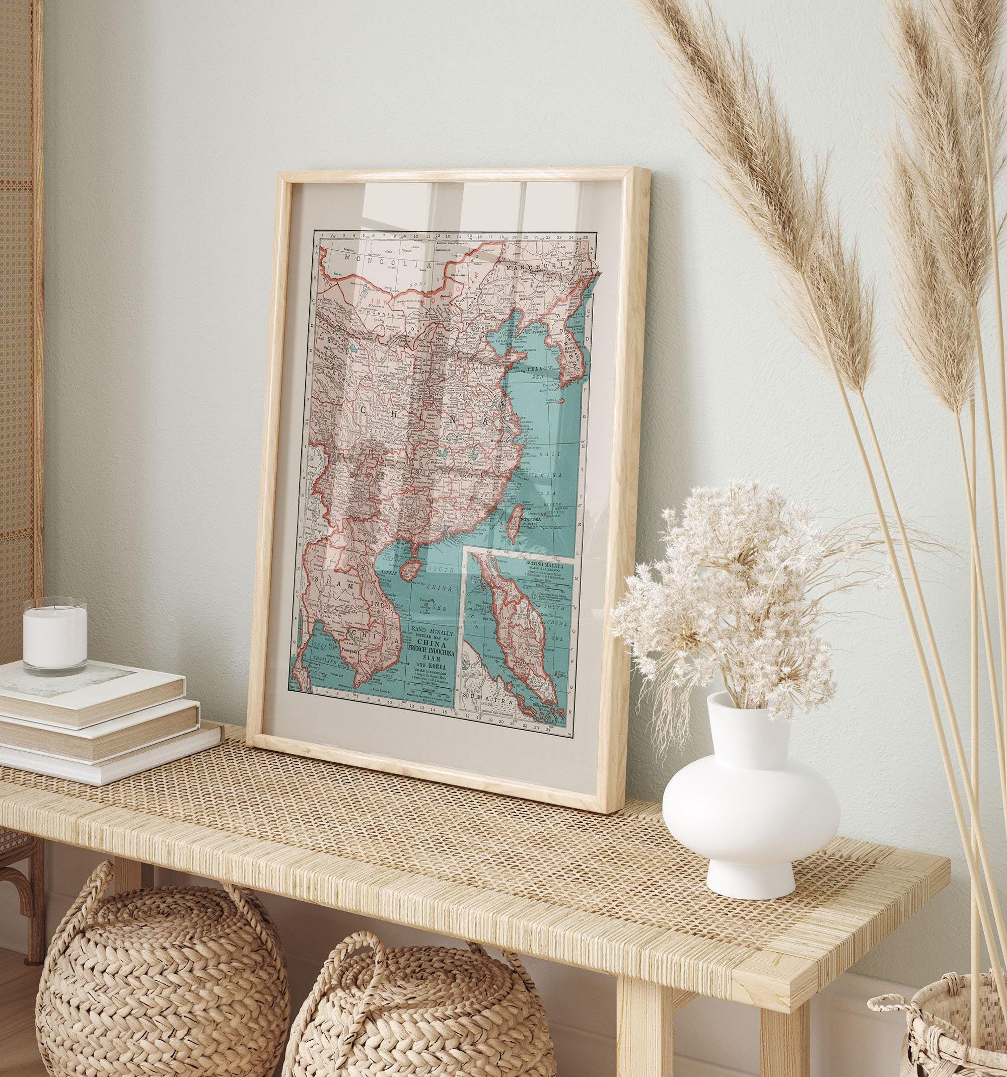 CHINA MAP PRINT, Vintage Map of China, Old Map Print, Vintage Wall Art ...