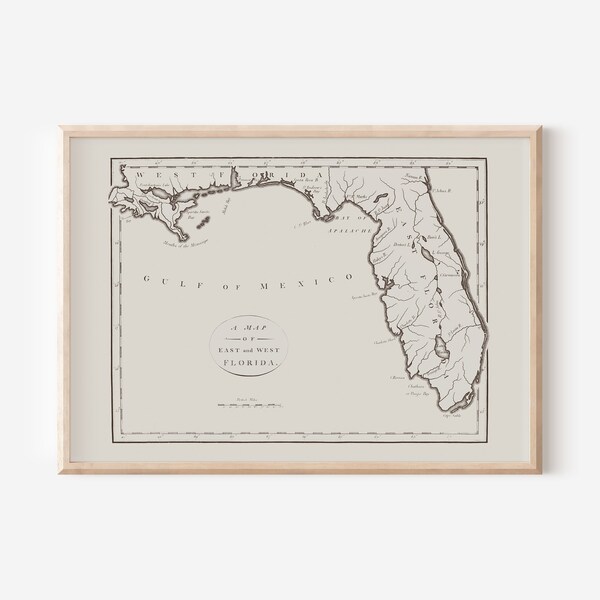 ANTIQUE FLORIDA MAP, Map of Florida, Antique Home Decor, Antique Map Wall Art