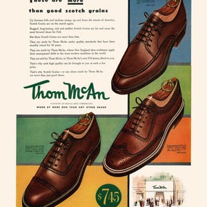 MEN'S FOOTWEAR AD, Vintage Ad Print, Leather Shoes Poster, Scotch Grain, 1950s, Classic Decor, Mid-Century Poster, Retro Shoes Poster image 8
