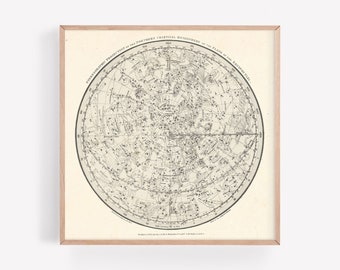 ASTROLOGY SIGNS MAP, Zodiac Sign Print, Antique Constellation Map, Celestial Map Art