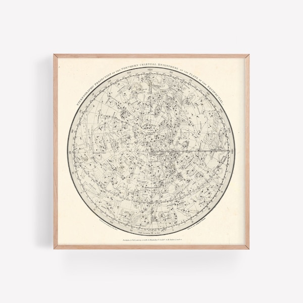 ASTROLOGY SIGNS MAP, Zodiac Sign Print, Antique Constellation Map, Celestial Map Art