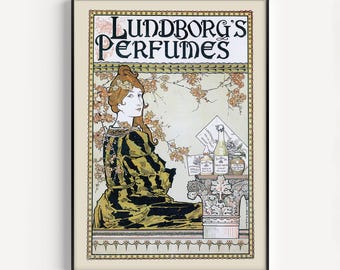 JUGENDSTIL Druck Paris PARFUM Werbe-Plakat Französischer Kunstdruck Jugendstil Plakat Antiker Rahmen fertig Ribba Vintage Paris-Druck Giclée-Druck