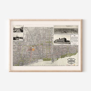 CHICAGO RAILWAY PLAN, Historische Karte von Chicago City, Lokomotiven Karte, Büro Wandkunst, Professionelle Reproduktion