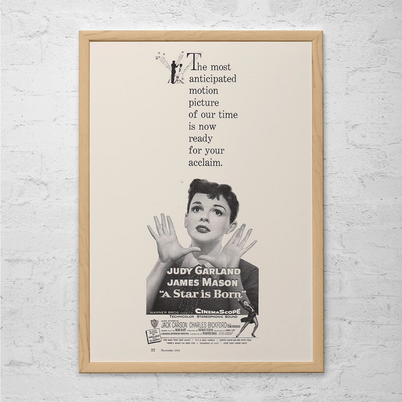 A STAR is BORN 1954 Movie Poster Retro Movie Ad A Star | Etsy