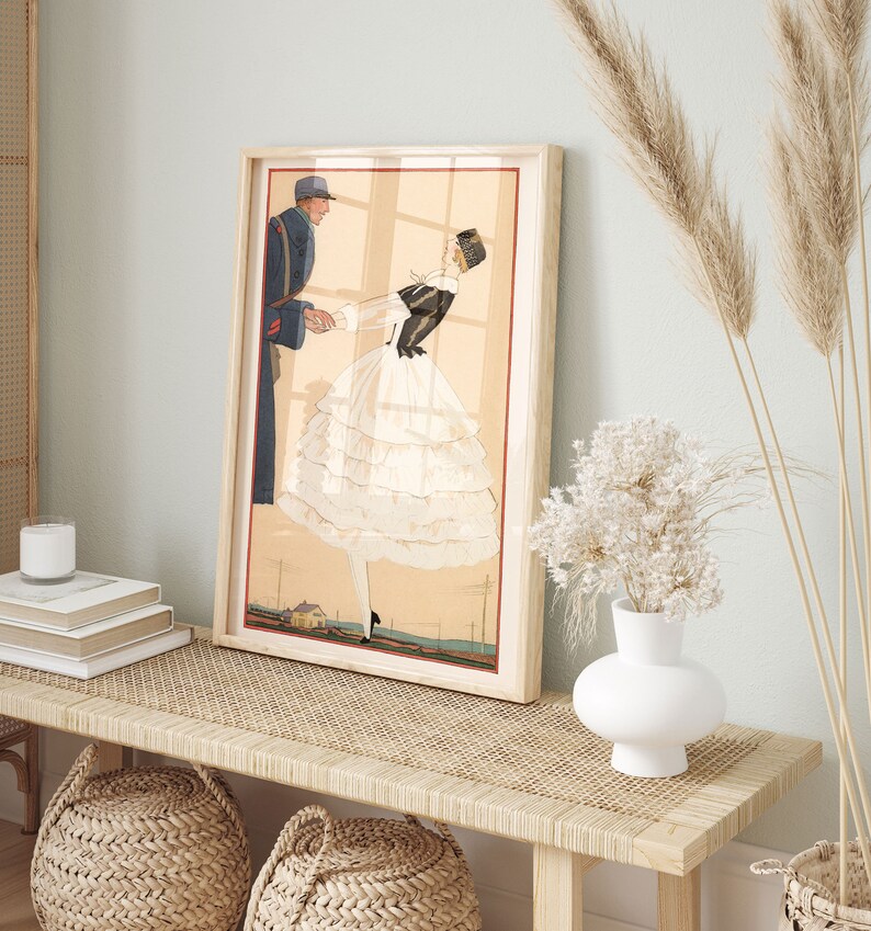 COQUETTE ROOM DECOR, Vintage Romantic Poster, Art Deco Poster, Wedding Gift, Bridal Shower, Feminine Decor, Professional Reproduction image 2