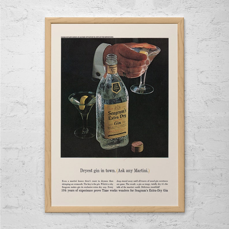 VINTAGE GIN AD Martini Poster Mid Century Wall Art Retro Etsy