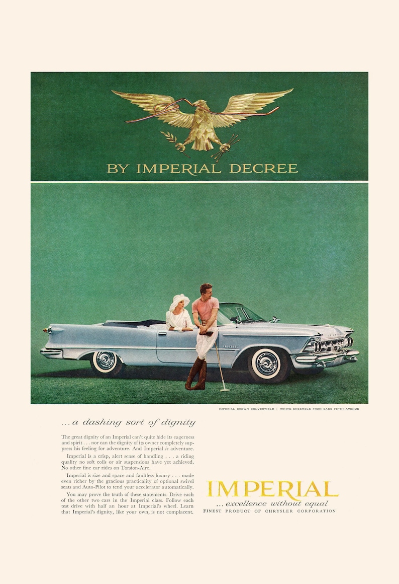 POSH CAR AD, Retro Car Poster, Green Poster, Golf Poster, Classic car Ad, Old Car Wall Art, Man Cave Wall Art, Garage Wall Art image 7