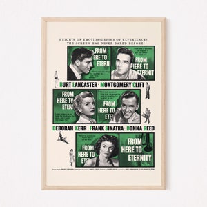 VINTAGE MOVIE POSTER, From Here to Eternity Poster, Frank Sinatra Poster, Burt Lancaster, Montgomery Clift, Deborah Kerr, Donna Reed