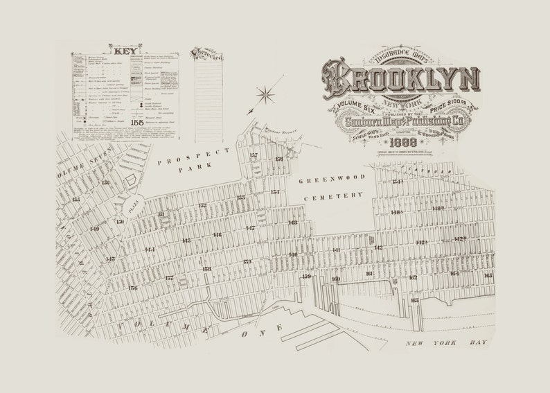 PARK SLOPE MAP Vintage Map of Brooklyn New York Etsy