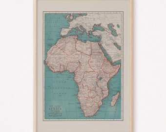 MAP OF AFRICA, Vintage Africa Map, Wall Art, Vintage Map Reproduction, Africa Map Print, Africa Poster, 1930s