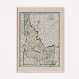 IDAHO MAP PRINT, Vintage Map of Idaho, High Quality Reproduction, Idaho State Map, Vintage Idaho Map