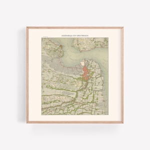 CARTE VINTAGE DE SURABAYA, carte rétro de l'Indonésie, Antilles néerlandaises, carte ancienne de Surabaya, décor d'exploration, affiche carrée, reproduction