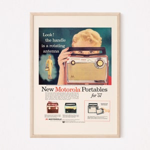 VINTAGE RADIO AD, Mid-Century Advertising Classic Tube Radio Ad Vintage Portable Radio Ad Vintage Radio Poster Poster