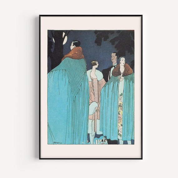 FANCY PARTY POSTER, Art Deco Print, Vintage Fashion Illustration, Jean Patou, 1926, Night Fashion, High Class Fashion, Feminine Decor