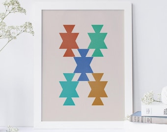 Geometric Print, Abstract Print, Geometric Wall Art, Modern Geometric Poster, Bedroom Wall Art, Nordic Design, Mid Century Poster Print,