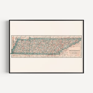 OLD TENNESSEE MAP, Vintage Map of Tennesee, Study Room Decor, Retro Map Wall Art, Geography Classroom Poster, Travel Gift, 1920s Art