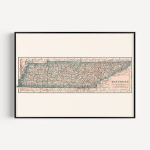 MAPA ANTIGUO DE TENNESSEE, Mapa antiguo de Tennessee, Decoración de estudio, Arte mural con mapas retro, Póster de geografía para el aula, Regalo de viaje, Arte de los años 20