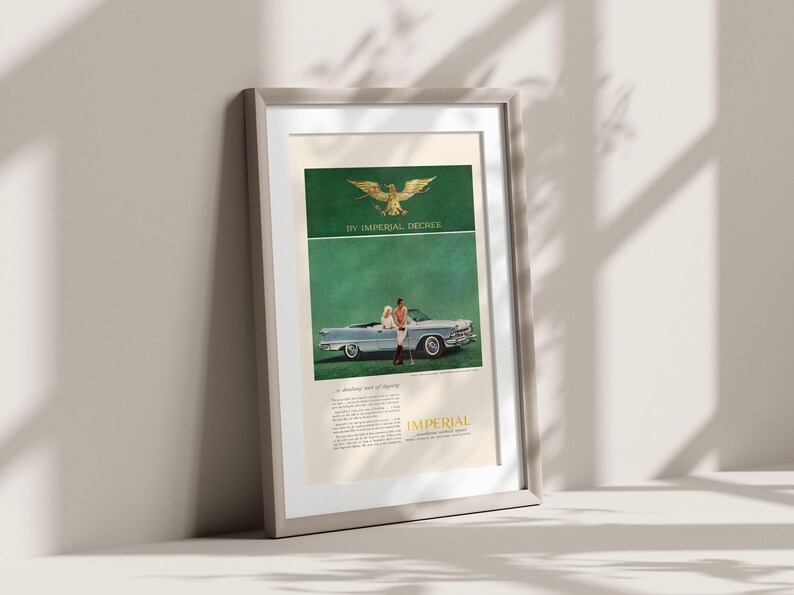 POSH CAR AD, Retro Car Poster, Green Poster, Golf Poster, Classic car Ad, Old Car Wall Art, Man Cave Wall Art, Garage Wall Art image 3